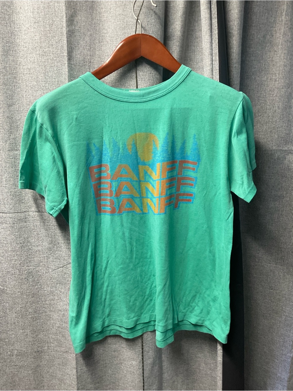 True Vintage Banff ringer graphic tshirt small green AS IS